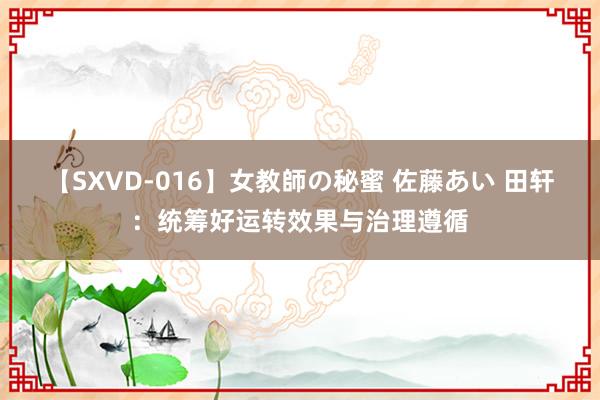【SXVD-016】女教師の秘蜜 佐藤あい 田轩：统筹好运转效果与治理遵循