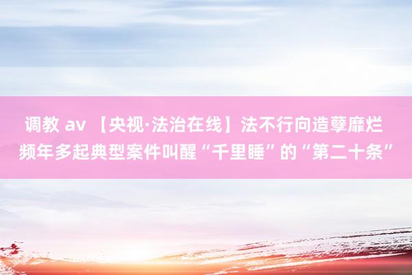 调教 av 【央视·法治在线】法不行向造孽靡烂 频年多起典型案件叫醒“千里睡”的“第二十条”