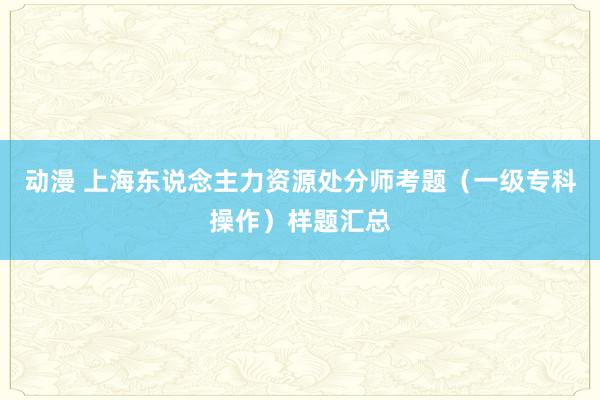 动漫 上海东说念主力资源处分师考题（一级专科操作）样题汇总