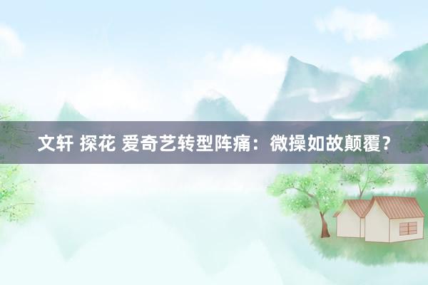 文轩 探花 爱奇艺转型阵痛：微操如故颠覆？